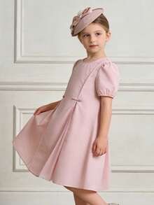 Girls' Bowknot Dress, Sweet And Fashionable Summer Style - White Red - View 1