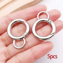 5pcs Round Snap Buckle Round Clip Hook Swivel Clasp Hooks Key Rings Zinc Alloy Round Spring Snap Keychain Rings For Keys, Crafts, Handbags