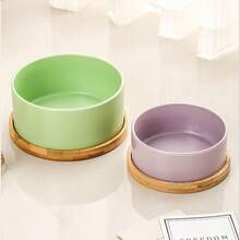 Ceramic Dog/Cat Bowl With Wooden Stand, Medium Pet Food & Water Bowl, Anti-Spill, Suitable For Whiskers, Dishwasher - 500ml - View 7