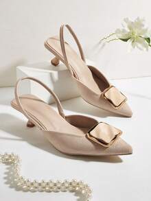 2025新款女士水钻尖头高跟鞋（鞋面随机裁剪） - 杏色 - 查看 1