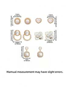 5对优雅简约百搭几何仿珍珠耳钉及复古花卉耳环套装，适合女士日常及节日佩戴