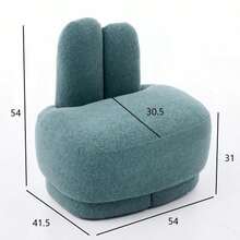 Cozy Bunny-Ear Fabric Ottoman, Fixed Padded Stool With Cute Ears, No Storage Space, Not Removable - 綠色 - 查看 2