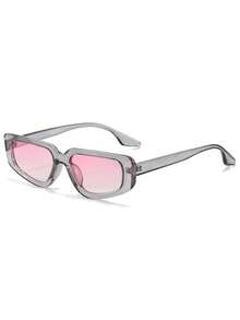 1pc Fashionable Ombre Color Women Fashion Glasses, Item - Translucent Gray/gradient Pink - View 2