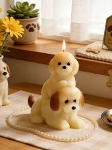 1pc 3D Stackable Teddy Dog Silicone Mold - Soft Pink Reusable Easy Demold For Candle/Resin/Gypsum/Cement Candle Mold Home/Desk Decor Handmade Gift Craft Enthusiast