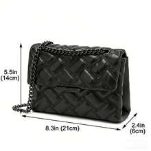 Mini Quilted Shoulder Bag With Black Chain Strap, Stylish Evening Purse For Women, Versatile Crossbody Bag For Party & Casual Use - Black - View 1