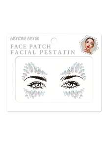 1sheet Night Light Face Gem Stickers, Acrylic Gems Stickers, Self-Adhesive Rhinestone Sticker For Party, Club,Halloween, Festival Face Decorations - Multicolor - View 11
