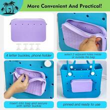 Silicone Phone Holder Insert Pouch Wallet Charm Bogg Bags Accessories, Beach Bag Phone Holder Attachment Bogg Beach Bags Tote Bag - initial - 查看 5