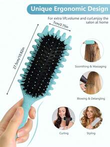 Hair brushes-EU+UK 2026 New Teal Curl Defining Hair Brush With Flexible Detangling & Grip Handle - For Wet Hair Care, Shine & Shape Boosting, Ideal For Curly Hair Women, Daily Use, Back To School & Travel Essentials - Square - View 6