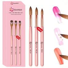 3Pcs Acrylic Nail Brush Set, Size 8/10/14 Professional Nail Brushes Acrylic Application Acrylic Powder Nail Art Extension And 3D Nail Carving Home Salon Nail Art Manicure - 杏 - 查看 4