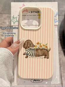1pc Fashionable Cute Vintage Book Dog Pattern Litchi Texture Anti-Fall Anti-Slip Soft Phone Case, Suitable As Birthday, Holiday Gift For Friends, Family, Couples, Compatible With Apple, Phones - Kiểu 2 (1 cái) - Xem 1