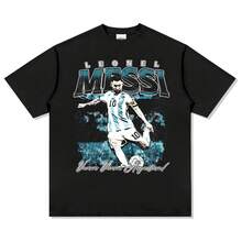 2026 New Lionel MessiS Printed Cotton Y2K T-Shirt Summer Men And Women Fashion Casual And Comfortable - 黑色 - 查看 1