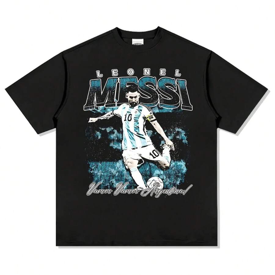 2026 New Lionel MessiS Printed Cotton Y2K T-Shirt Summer Men And Women Fashion Casual And Comfortable - 黑色 - 查看 1
