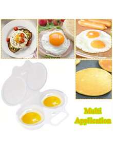 1/2pcs Microwave Soft-Boiled Egg Mold, Dual-Cup Poached Egg Pot Set, Stackable PS Plastic Egg Pot, Suitable For Omelets, Breakfast Kitchen Essential, Microwave Egg Cooker, Omelet Maker, Kitchen Gadget, Space-Saving Design - Multicolor - View 5