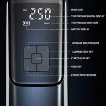 SUITU 150 Psi 无线便携式空气压缩机，带数字压力表和 LED 应急灯，适用于摩托车、自行车、充气床垫、汽车轮胎、球类等。（有线版不含电池；无线版配备 7.4V 2000mAh 锂离子电池。） - 有線/無線 - 查看 8