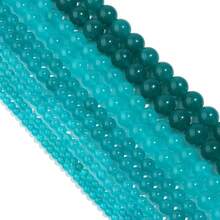 1pc Natural Agate Beads, 4/6/8/10/12mm Round Elegant Jade Stone Beads For DIY Jewelry Making, Necklace, Bracelet, Pendant, Craft Decoration - Blue-green Chalcedony - View 4