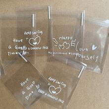 100个透明心形四合一自粘袋，字母图案包装袋，非常适合小礼物、派对礼品包装 - 彩色 - 查看 5