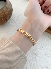 1pc Oval Bamboo Strap Women's Watch, Adjustable Gold-Tone Band, Elegant & Versatile Quartz Wristwatch, Suitable For Daily Wear, An Ideal Daily Matching Gift - 金色 - 查看 8