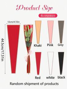 100pcs/Pack Plastic Flower Packaging Bags, Waterproof Plaid Bouquet Bags, Flower Arranging Supplies, Valentine's Day - Nhiều màu - Xem 5