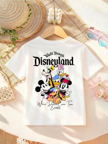 Disney Apparel Featuring A Classic Double-Sided Print Of Mickey Mouse And His Friends On This Girls' T-Shirt. This Soft, Breathable Short-Sleeve Crew Neck Tee Is Perfect For Spring And Summer Wear, Ideal For Everyday Outfits, Vacation Leisure, Outdoor Adventures, School Life, And Shopping Trips. It Also Makes An Excellent Gift For Boys And Girls Alike. Every Child Deserves One. - White - View 3