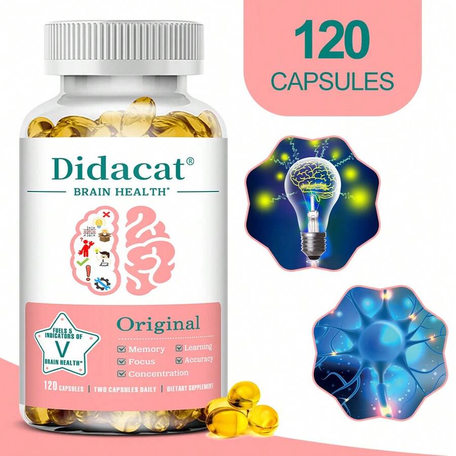 Brain Health Supplement, Premium Formula - Contains Coffee Fruit Extract And Phosphatidylserine - Supports Brain Memory, Learning Ability, Focus, Accuracy, And Attention In Both Men And Women - 120 Capsules - 1瓶 - 查看 1