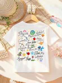 Disney Apparel, Featuring A Creative Cartoon Double-Sided Lettering Design Of Disney's Princess Moana On This Girls' T-Shirt. This Soft, Breathable Short-Sleeve Crew Neck Tee Is Perfect For Spring And Summer Wear, Ideal For Everyday Outfits, Vacation Leisure, Outdoor Adventures, School Life, And Shopping Trips. It Also Makes An Excellent Gift For Boys And Girls Alike. Every Child Deserves One. - trắng - Xem 3