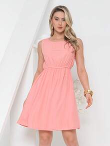 JIN SER Viscose Dress - Coral Pink - View 3
