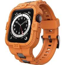 Bands Compatible For Apple Watch Band 41 40 38, Men Sport Rugged Band With Protective Case For Watch Series 9 8 7/Series 6 SE 5 4 3,39927008 - 橘色 - 查看 1