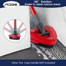 Scrubber And Mop Base Compatible With O Cedar RinseClean 2 Tank System, Spin Mop Scrub Brush Head Replacement, Hard Bristle Cleaning Brush, 1 Mop Base And 1 Scrub Brush, Not Fit EasyWring 1 Tank - MàuF - Xem 5
