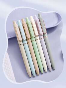 1/5/7pcs Morandi High-Quality Carbon Fiber Ballpoint Pens, Metal Refill 0.5mm Bullet Tip, Quick-Drying Signature Pen