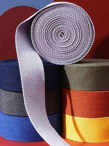 1卷长236英寸/393英寸、宽0.98英寸/1.47英寸的帆布背包带，带包装布，编织带，米色编织牵引绳，宠物背带 - 彩色 - 查看 1