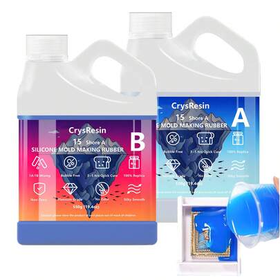 1150 ml di silicone liquido blu, per creazione rapida 1:1 in rapporto di miscela, privo di bolle e termosaldabile, ideale per colata di resina, stampa 3D, stampi per candele/gioielli, artigianato fai-da-te, di alta qualità e facile da usare, artigianato fai-da-te | Versamento di precisione | Silicone durevole per realizzare articoli