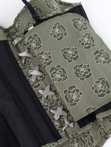 紧身胸衣上衣，配有可调节细肩带，花卉印花腰部训练紧身胸衣，适合女士修身塑身衬衫，适合晚会或舞会 - 灰色 - 查看 9