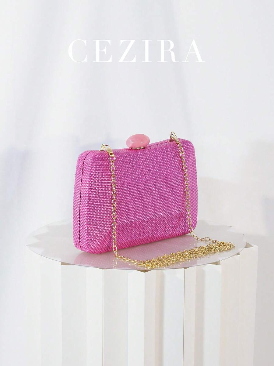 Women's Evening Bag Fashionable Elegant Straw Woven Clutch Top-Handle Case Purse Luxury Metal Chain Shoulder Cross Body Handbag Perfect For Dinner Party Dating Travel Holiday Vacation - Multicolor - View 1