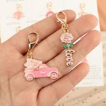11pcs Valentine's Day Keychain Set With Pocket Hug Card, Pink Theme, Fashion Gift, Interesting Pendant, Valentine's Day Gift For Lover, Party Favor Keychain - Pink - View 4
