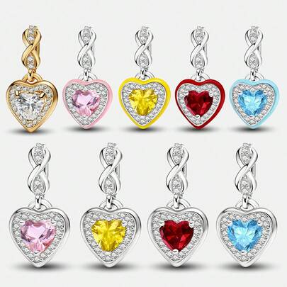 1件925纯银永恒之爱吊坠，适合搭配女士手链和手镯，可用于DIY珠宝制作和日常搭配，是女孩的理想配饰。