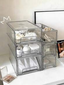 1 Stück transparente Desktop Kosmetik Aufbewahrungsbox, Schubladentyp Desktop Gesichtsmaske Sortierbox, hochkapazitive Acryl Hautpflege Produkt Aufbewahrungsbox, Desktop Displaybox, staubdichte Aufbewahrungsschublade, multifunktionale Aufbewahrungsbox, platzsparende Stapelaufbewahrung, geeignet für Schlafzimmer, Badezimmer, Schrank, Büro und andere Aufbewahrungsboxen, Heimdekoration, Heimaufbewahrungsbedarf - Transparent - Übersicht 5