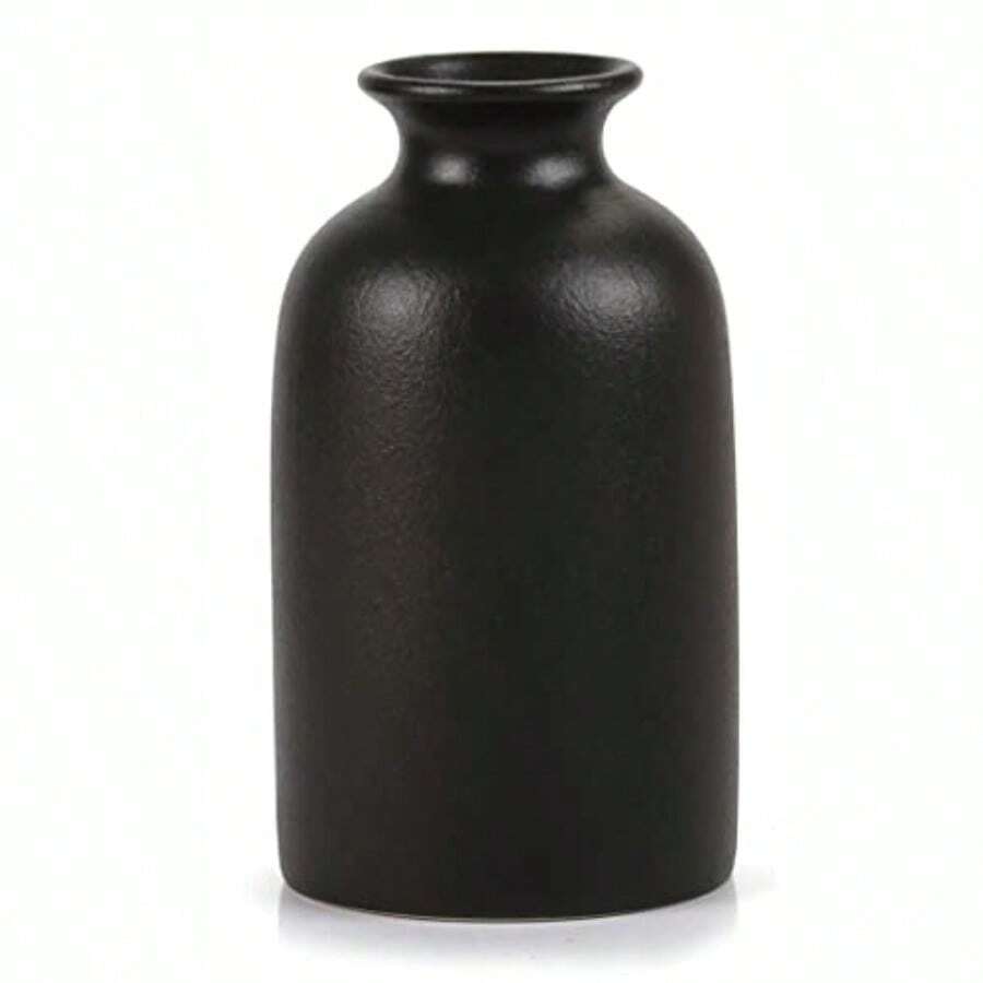 Ceramic Black Small Vase Dry Flower Vases Minimalism Style For Modern Table Shelf Fit Fireplace Bedroom Kitchen Living Room Home Decor Black Small - 黑色 - 查看 1