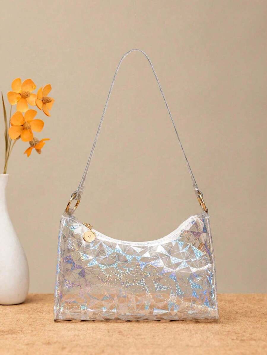 Kids' Fashion Transparent PVC Geometric Pattern Zipper Pouch - Clear - View 1