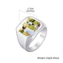 1pc Fashionable Customized Photo Laser Engraved Text Stainless Steel Square Geometric Stamp Gold/Silver Unisex Ring, Personalized Jewelry Gift For Valentine's Day, Mother's Day, Father's Day, Graduation, Baptism Souvenir - Multicolor - View 16
