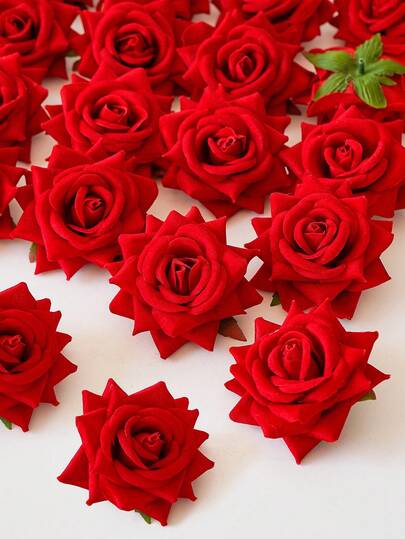 6pcs Velvet Rose Artificial Flowers, Red Roses, Realistic Fake Roses With Stems, Suitable For Home Decor, Party Garden Decoration, DIY Wedding Bouquets, Valentine's Day Gifts