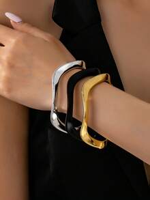 Set de 3 pulseras brazaletes apilables, set de brazaletes de mujer de forma irregular - Conjunto de pulseras de forma irregular - Ver 1