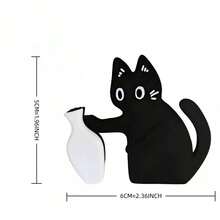 1片装DIY亚克力磁性冰箱贴，可爱猫咪胡须设计：完美展示猫毛和胡须，适用于厨房、办公室、冰箱、白板、储物柜、洗碗机和家居装饰。是送给亲朋好友的绝佳情人节礼物。 - 黑與白 - 查看 10
