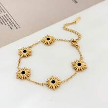 1 pieza Pulsera minimalista elegante y de moda personalizada de acero inoxidable, no se desvanece, adecuada para el uso diario de las mujeres - Pulsera con forma de girasol - Ver 3