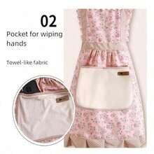 1pc Women Kitchen Apron, Wipe-Clean Homewear Fashion Princess Cooking Apron Ditsy Floral Pattern Bib Apron, Oil/Stain Resistant Princess Dress Style