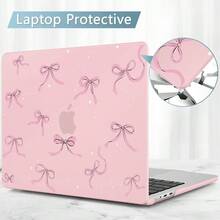 For MacBook Air 13.6 Inch Case A3240 M4 A3113 M3 A2681 M2 With Retina Dispaly, 2025 2024 2023 2022 Release, Plastic Hard Shell Case With Screen Protector & Keyboard Cover, Chalk Pink Bow - Blue Marble Texture - View 2