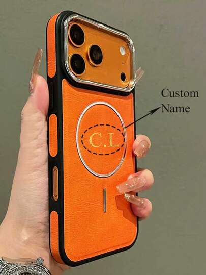 Personalized Customizable Large Letter Made Of Faux Leather Phone Case Compatible With IPhone 17 Pro Max 17 Pro 17 16 15 14 13 12 11 Pro Max 16 15 Plus Featuring Luxurious And Personalized Laser Engraving Protective Cover