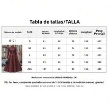 Vestido largo estampado 2026 estilo Occidental | Cuello erguido, manga larga, cremallera, casual elegante - Rojo - Ver 6