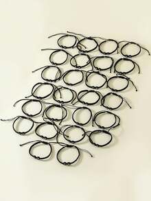 1pc Fashionable Minimalist Resin Letter Handmade Braided Adjustable Bracelet For Men - Black - View 6