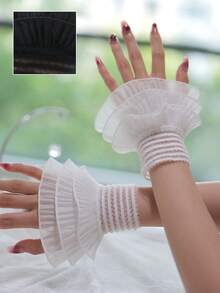 1双女士休闲装饰袖口布料喇叭形假袖口 - 彩色 - 查看 13