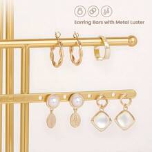 Lolalet Organizador para Pulseras Soporte Estante de 5 Niveles Exhibidor Mostrador Multifuncional para Brazaletes Collares Pendientes con Bandeja Inferior para Anillos -Blanco - Blanco - Ver 4